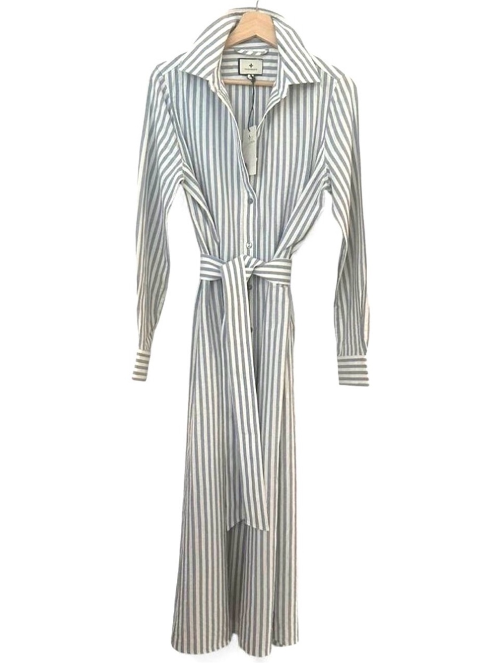 ๐ NWT Tuckernuck Striped Blue and White Caldwell Shirt Dress with Tie Waist - Picture 2 of 8